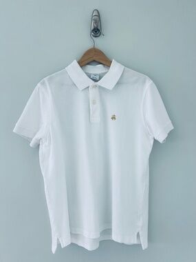 Brooks Brothers White Polo with Gold Emblem
